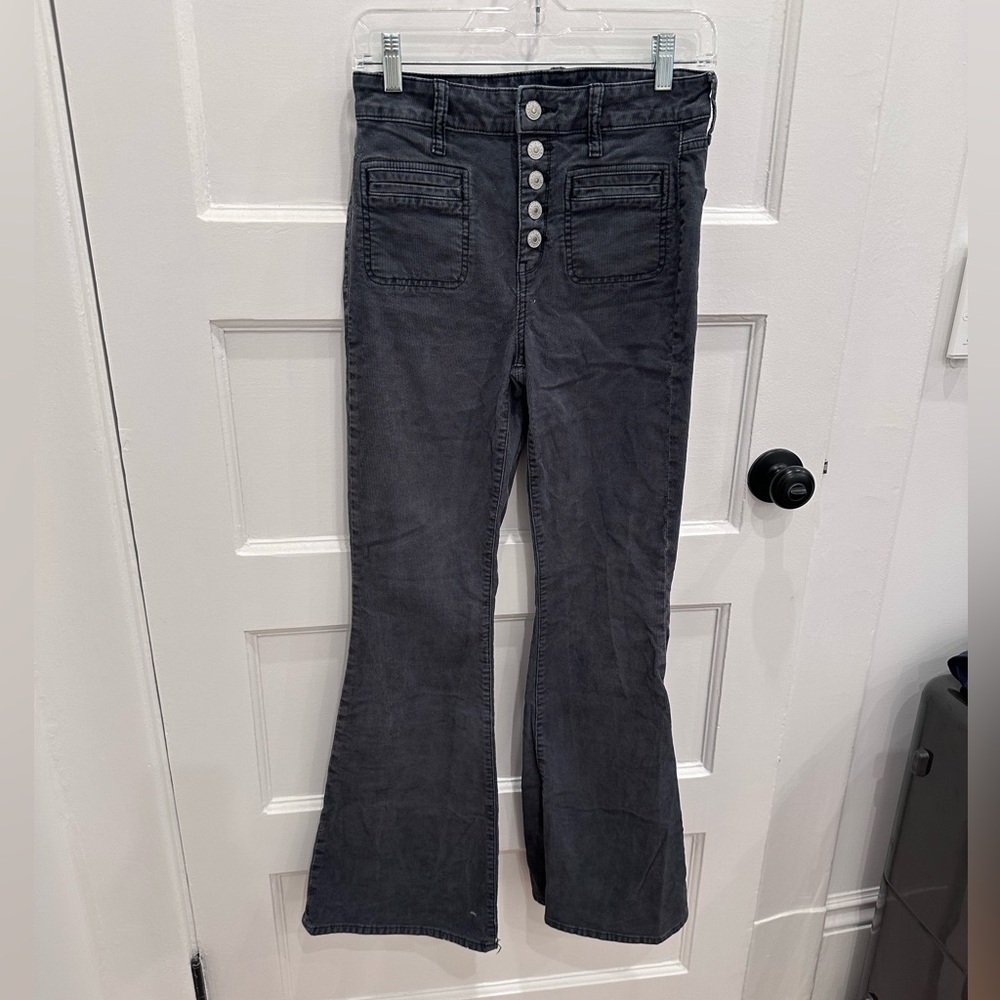 Gray Corduroy Flare Jeans
